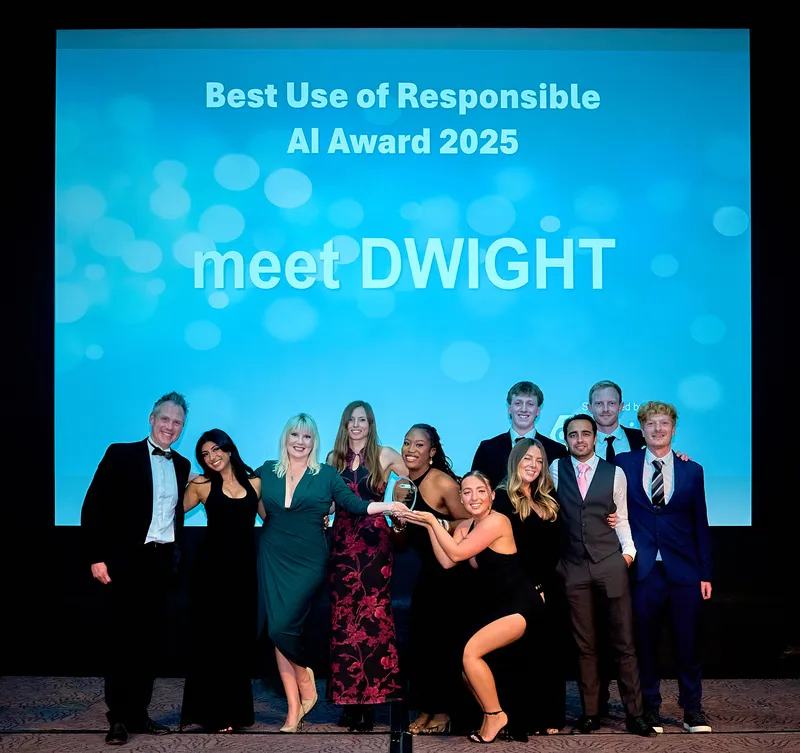 Winning team celebrating on stage at the Onrec Awards 2025